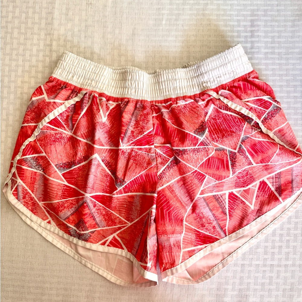 Champion Running Shorts Medium Coral Print Drawstring Athletic Gym